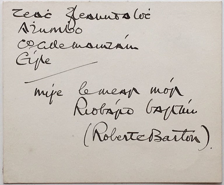 Item #266809 Signed Card in Gaelic. Robert BARTON, 1881 - 1975.