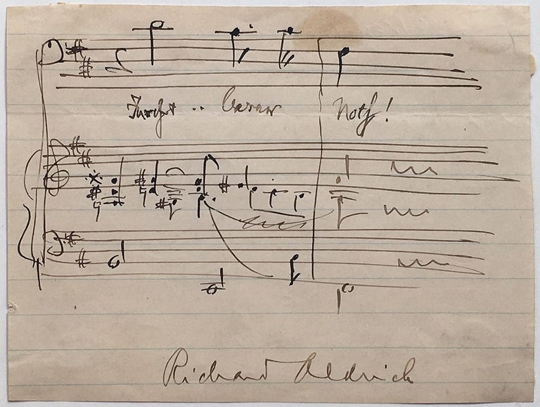 Item #266911 Autographed Musical Quotation Signed. Richard ALDRICH, 1863 - 1937.