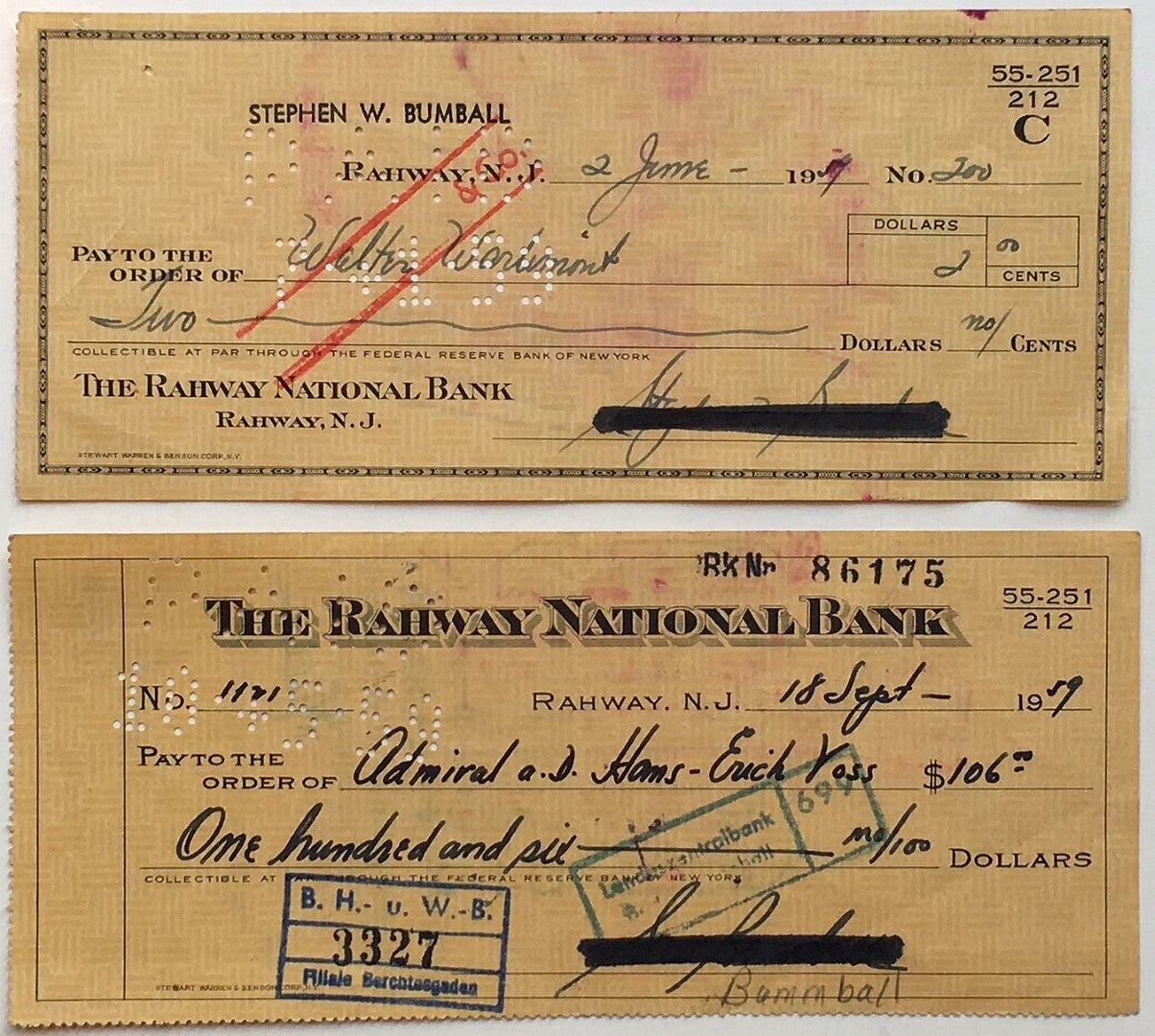 Signed Check Walter WARLIMONT, 1894 photo