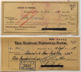 Item #266913 Signed Check. Walter WARLIMONT, 1894 - 1976