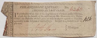 Item #266914 Partly Printed Document Signed. VERMONT LOTTERY TICKET