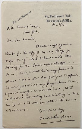 Item #267023 Autographed Letter Signed. Henry BRIGHOUSE