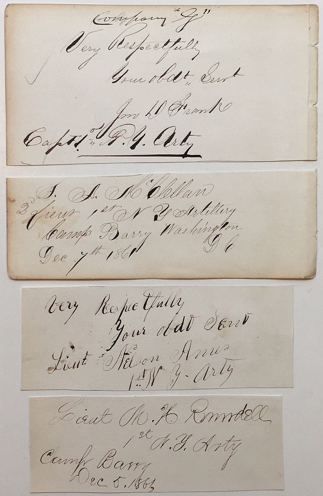 Commanders Signature Grouping of four signatures with rank and command | CIVIL WAR