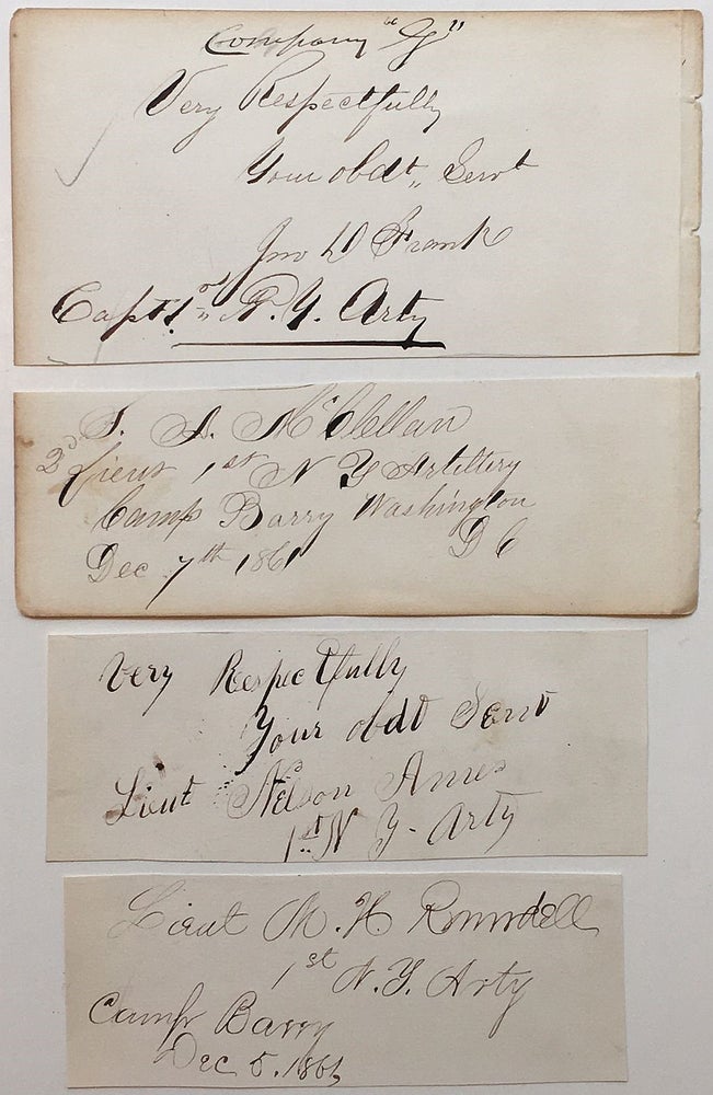 Item #267089 Grouping of four signatures with rank and command. CIVIL WAR.