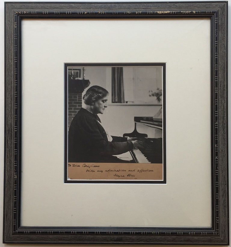 Item #267338 Framed Photograph Inscribed to conductor John Corigliano. Myra HESS, 1890 - 1965.