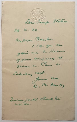 Item #267560 Autographed Letter Signed. William Bate HARDY