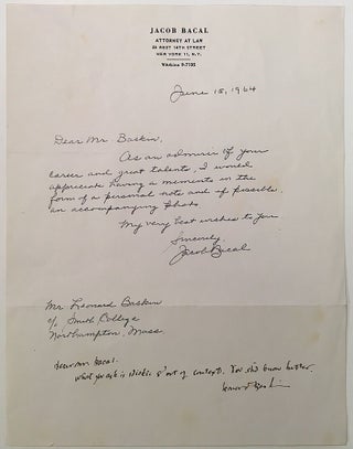 Item #272392 Nasty Autographed Note Signed to well-known attorney and autograph collector Jacob...