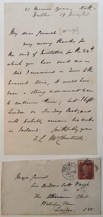 Item #272536 Scarce Autographed Letter Signed. Francis Leopold McCLINTOCK, 1819 - 1907