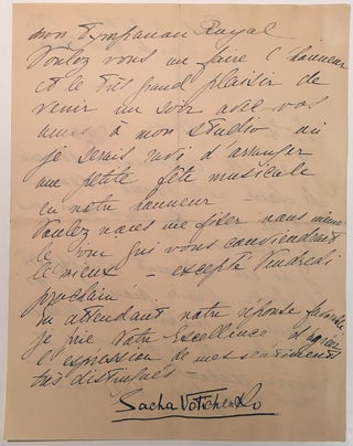 Item #272668 Autographed Letter Signed in French to a fellow musician. Sacha VOTICHENKO, 1887 - 1971