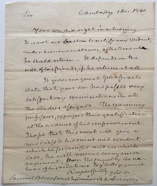 Item #273084 Autographed Letter Signed as President of Harvard University. Josiah QUINCY, 1772 -...