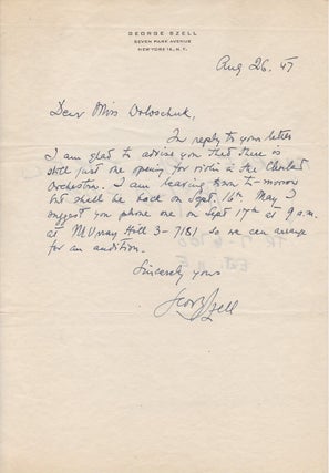 Item #273146 Autographed Letter Signed to a violinist. George SZELL