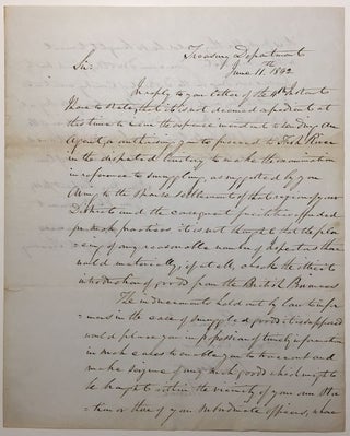 Item #273297 Letter Signed about smuggling goods into Maine from the British Provinces. Walter...