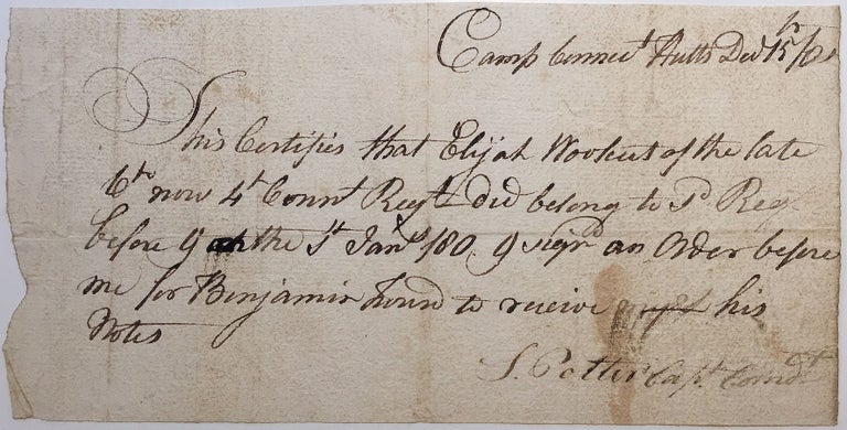 Item #273302 Autographed Document Signed authorizing payment to a Revolutionary War veteran. John POTTER.