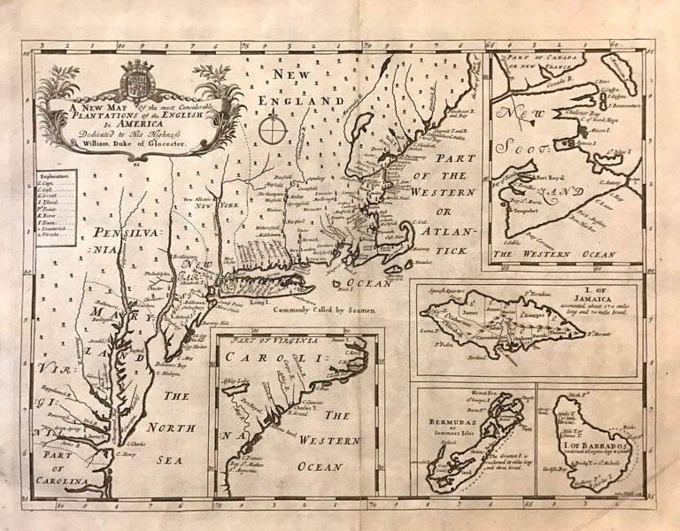 Item #273482 A New Map of the Most Considerable Plantations of the English in America. Edward WELLS.