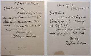 Item #273862 Two short autographed letters signed. William SARTAIN, 1843 - 1924