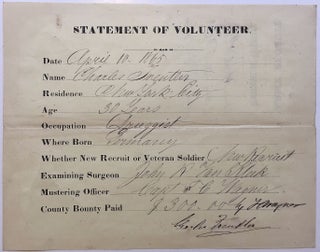 Item #273942 Partly printed Document Signed "Charles Freuter". CIVIL WAR
