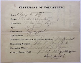 Item #273942 Partly printed Document Signed "Charles Freuter" CIVIL WAR