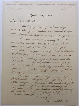 Item #273948 Fine content Autographed Letter Signed on personal letterhead. Aaron BOHROD