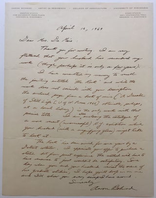 Item #273948 Fine content Autographed Letter Signed on personal letterhead. Aaron BOHROD, 1907 -...