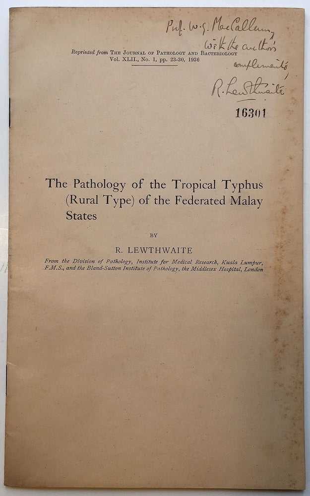 Item #273978 Inscribed Medical Journal. Raymond LEWTHWAITE, 1894 - 1972.