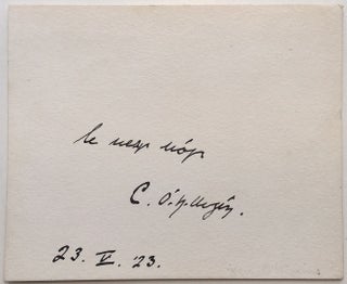 Item #274016 Signed Card with a Salutation in Gaelic. Kevin Christopher O'HIGGINS, 1892 - 1927