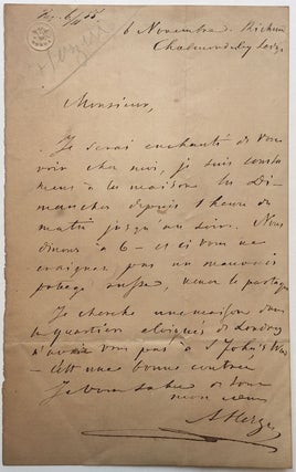 Item #274026 Rare Autographed Letter Signed in French while in exile. Alexander I. HERZEN