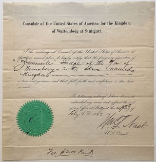 Item #274046 War-date partly printed Document Signed. William NAST, 1840 - 1893