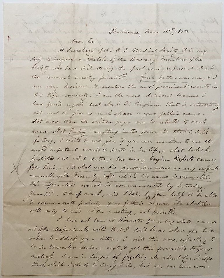 Item #274317 Autographed Letter Signed to a fellow doctor. A. C. PARSONS, 1823 - 1893.