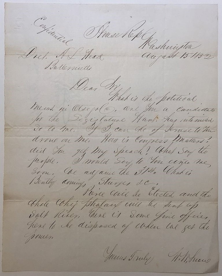 Item #274324 Autographed Letter Signed. William W. SNOW, 1812 - 1886.