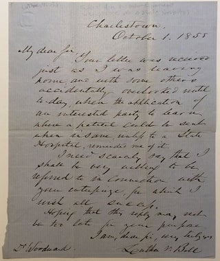 Item #274329 Autographed Letter Signed to a fellow doctor. Luther V. BELL, 1806 - 1862