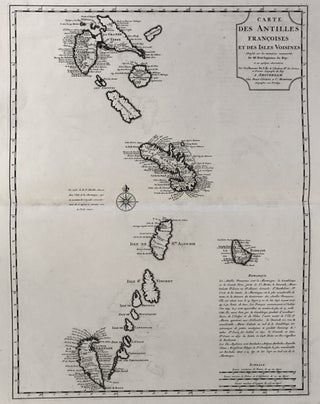 Item #274370 Carte Des Antilles Francoises Et Des Isles Voisines; Incredible map of the Lesser...