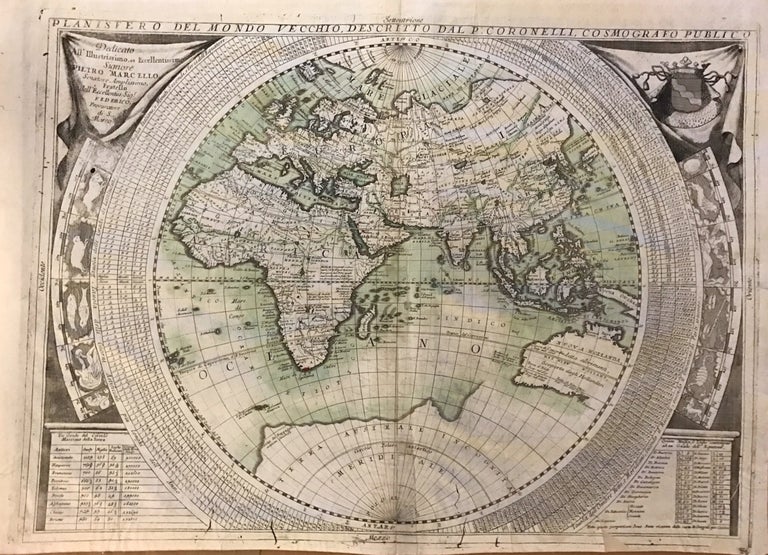 Item #274638 Planisfero Del Mondo Vecchio; C.1691 Coronelli Map of the Eastern Hemisphere. Vincenzo CORONELLI.