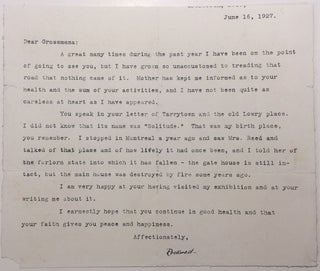 Item #278689 Typed Letter Signed to his grandmother. Rockwell KENT