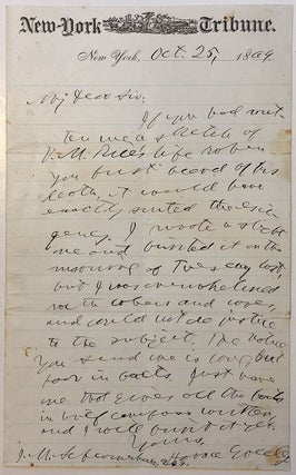 Item #278866 Autographed Letter Signed on New York Tribune letterhead. Horace GREELEY, 1811 - 1872