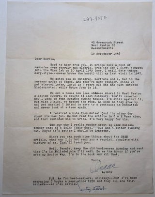 Item #279528 Typed Letter Signed with a handwritten addition. Isaac ASIMOV, 1920 - 1992