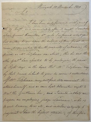 Item #279785 Important autographed letter signed to a former member of the Continental Congress....