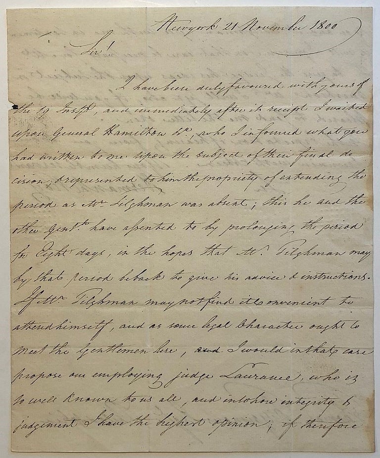 Item #279785 Important autographed letter signed to a former member of the Continental Congress. ALEXANDER HAMILTON.