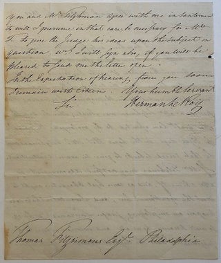 Important autographed letter signed to a former member of the Continental Congress