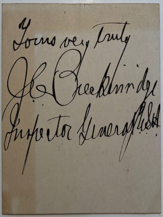 Item #280094 Signed card with rank during the Spanish-American War. Joseph Cabell BRECKINRIDGE