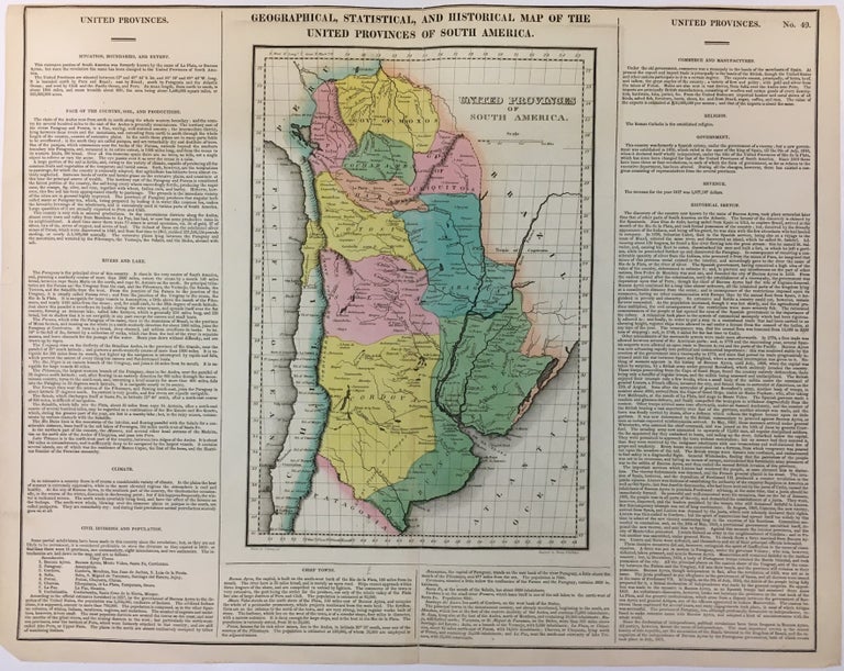 Item #280260 Geographical, Historical, and Statistical Map of the United Provinces of South America. CAREY, LEA.