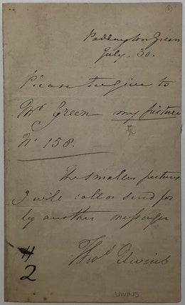 Item #280596 Autographed letter signed. Thomas UWINS, 1782 - 1857