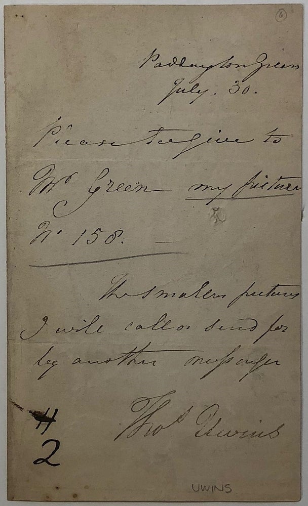 Item #280596 Autographed letter signed. Thomas UWINS, 1782 - 1857.