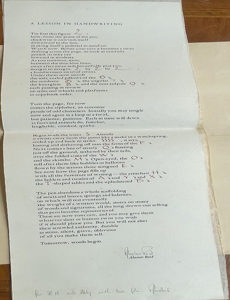 Item #281204 A Lesson In Handwriting. Alastair REID.
