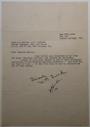 Item #281633 Typed letter signed twice to a collector. Walter Arnold LOCKE, 1883 - 1949
