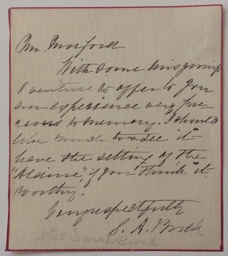 Item #282659 Autograph letter. Sarah Ann BROCK, 1831 - 1911