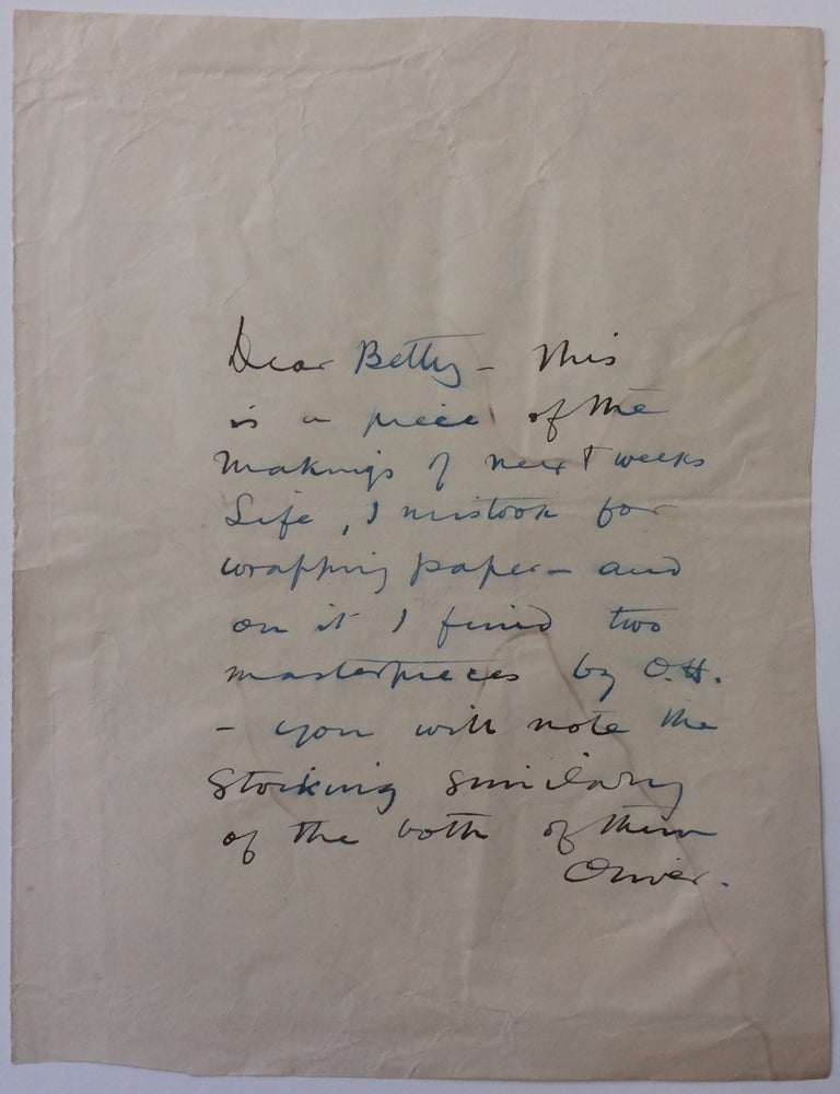 Autograph Letter Signed  Oliver HERFORD, 1863 - 1935