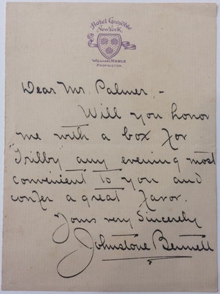 Item #282694 Autographed Note Signed. Johnstone BENNETT