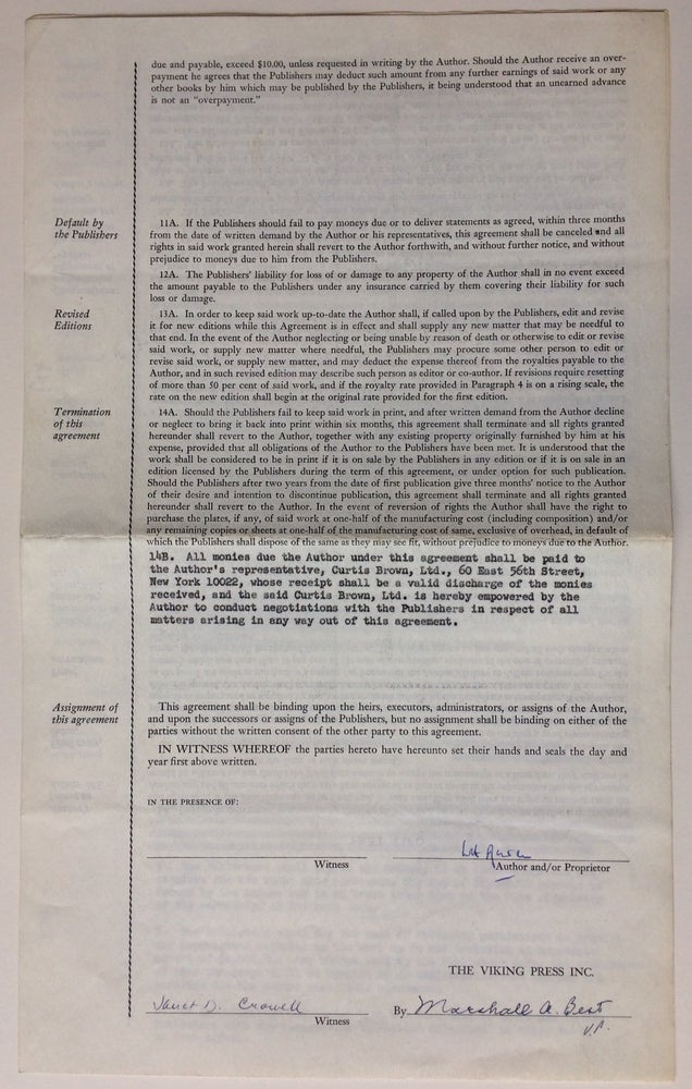 Item #282799 Document Signed. W. H. AUDEN, 1907 - 1973.