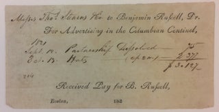 Item #283181 Partly Printed Document. Benjamin RUSSELL