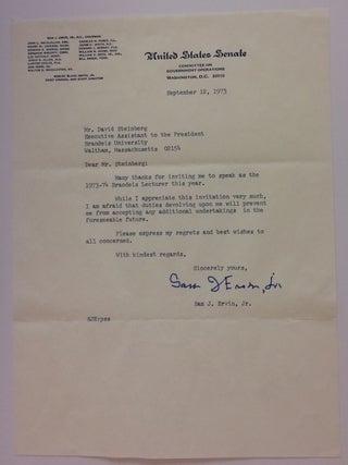 Item #283205 Typed Letter Signed. Sam ERVIN
